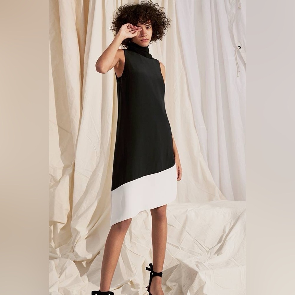 Club Monaco Black and White Asymmetrical Halter Dress